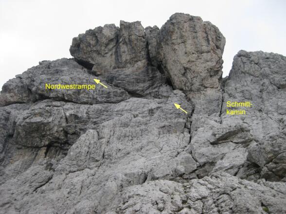Nordwestrampe (3) und Schmittkamin (3-) von Westen