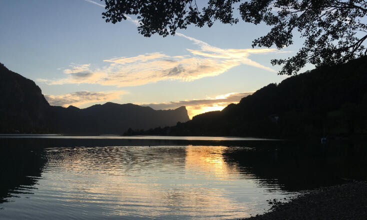 Abendstimmung - Blick auf den Mondsee - Oberleitner Hof