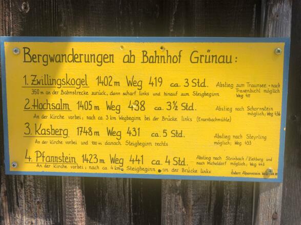 Wanderwege ab Bahnhof Grünau im Almtal
