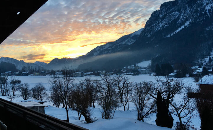 Balkonausblick im Winter vom Oberleitner Hof