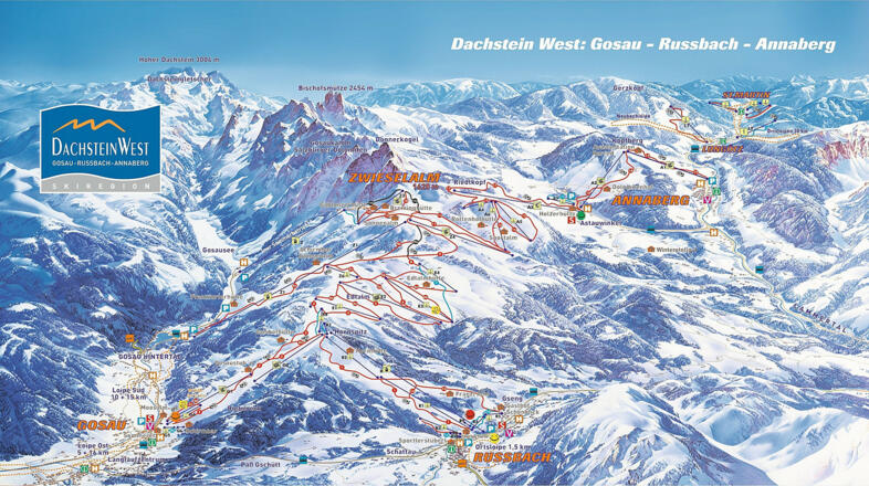 Plan Ski Gebiet Gosau West Hallstatt Dachstein Inn