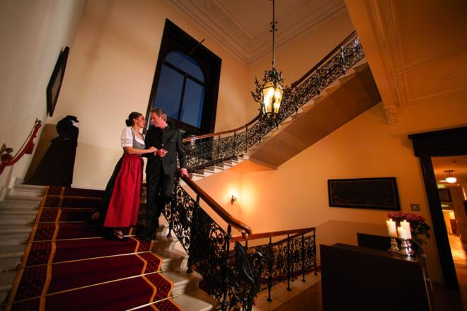 prachtvoller Stiegenaufgang in der Villa Seilern