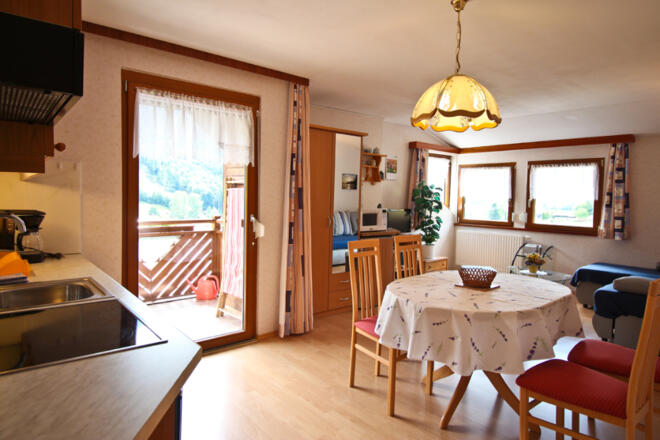 Wohnraum und Küche Ferienwohnungen Mondseeblick