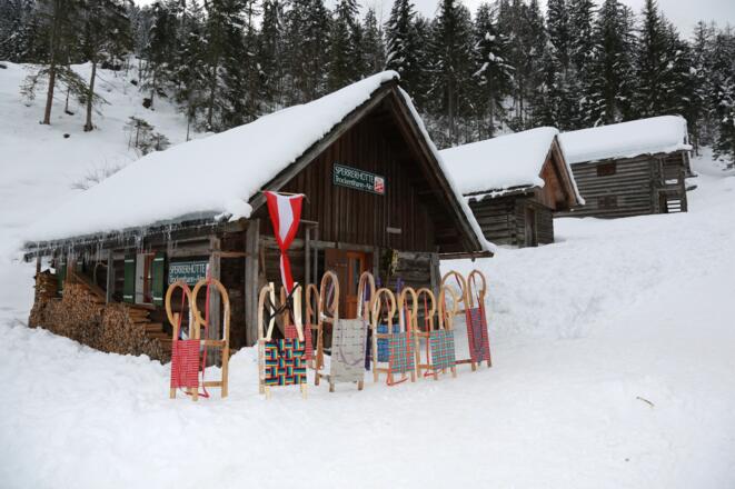 Hütten bei der Rodelbahn in Bad Goisern am Hallstättersee