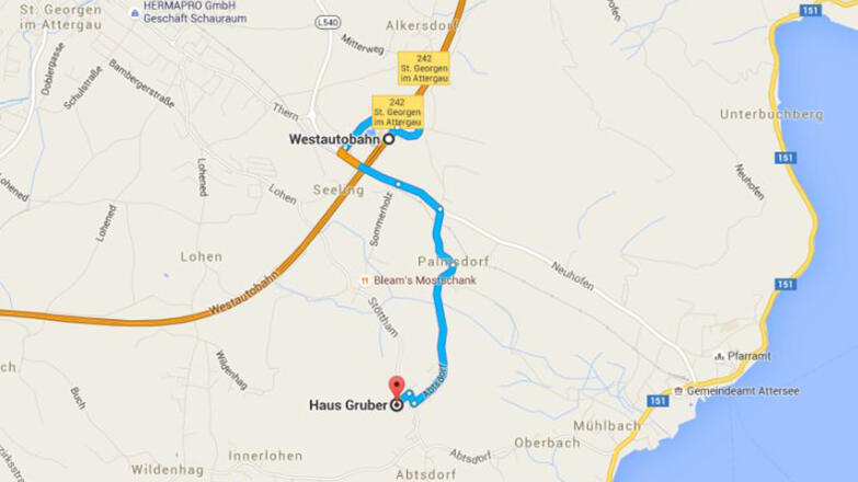 Haus Gruber, Attersee am Attersee, Anfahrt