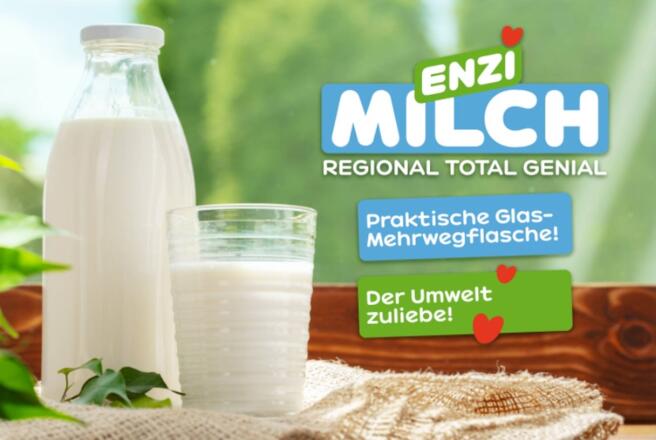 Enzi Milch praktische Glas Mehrwegflasche