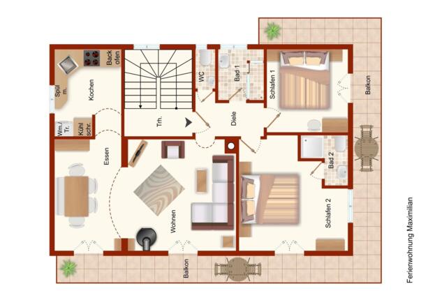 Grundriss Ferienwohnung Maximilian