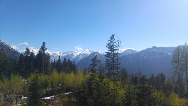 Ausblick auf den Dachstein vom Bauernhof Koa in Bad Goisern