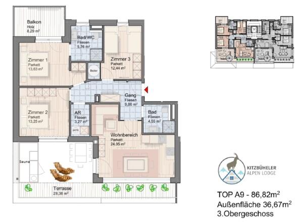 20 Plan der Kitzbüheler Alpenlodge Ferienwohnung 9