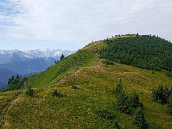 Latschenkopf, Birkkarspitze (mit dreieckigem Gipfelaufbau), Kaltwasserkarspitze, Schafreuter u.v.m.