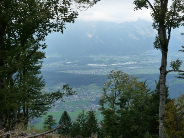 Blick ins Rheintal auf Mauren, Schellenberg und Ruggell
