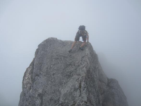 Abstieg vom Kampenwand Hauptgipfel (Stelle im 3. Schwierigkeitsgrad)
