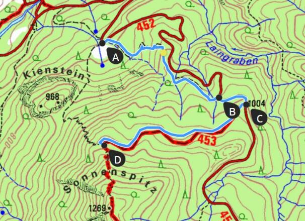 Variante für den Aufstieg zur Sonnenspitze. Besonders zu empfehlen bei Schnee