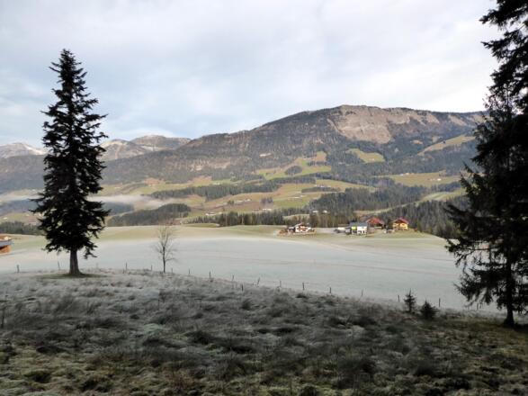 Herbststimmung auf dem Weg zur Lammer mit Blick Richtung Einberg.