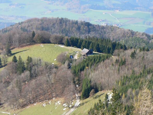 Blick hinunter zur Grünburger Hütte