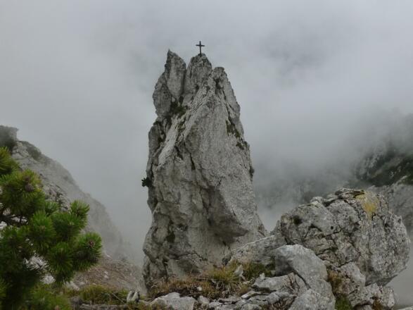 bis an die Abbrüche in das Staufenkar heran, dann steht der Freilassinger Turm vor Einen