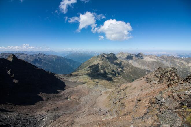 Blick über das Kar zum Lehnerjoch, Schafhimmel