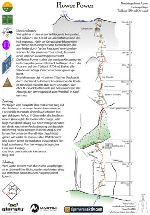 Flower Power - Topo der Klettertour in der Törlkopf Ostwand