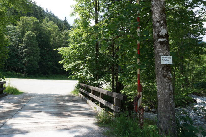 Seegatterl - am Parkplatzende beginnt der Weg zum Straubinger Haus