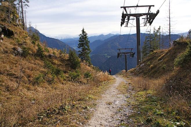 Grünwaldsteig unter der Waidringer Steinplattengondelbahn