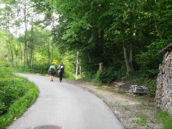 Hier verlässt man die Asphaltstraße zum Klettergarten.