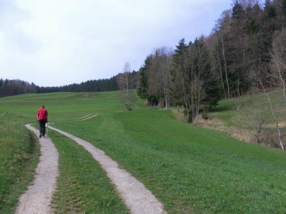 kurz vor dem Brunnen mit Rastbank