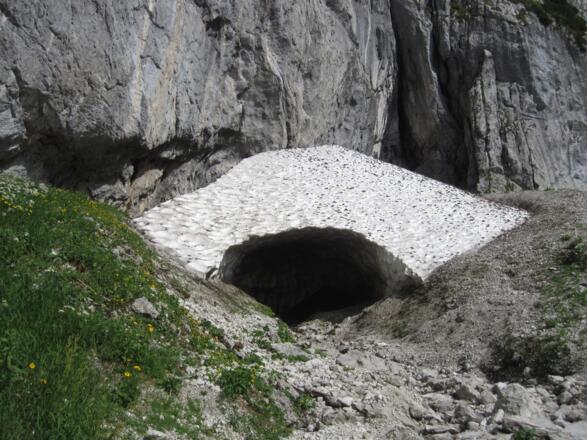 Altschneefeld am Wandfuß