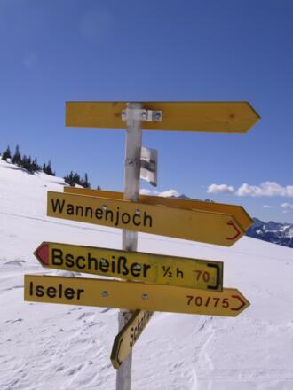Wegpunkt bei der oberen Stuiben Alpe