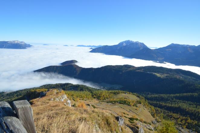Geschafft- Ausblick von der Terrasse des Watzmannhauses auf den Göll