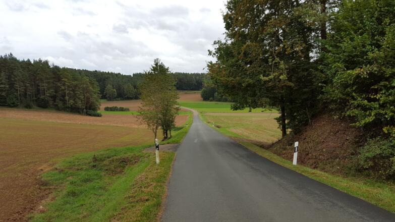 Ruhiger asphaltierter Straßenabschnitt nach Zauppenberg