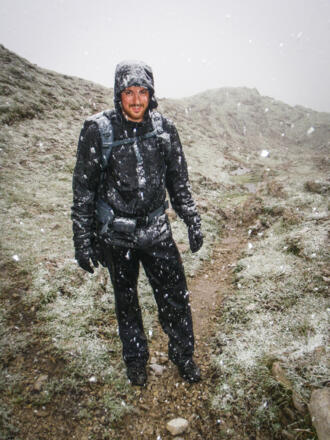 Auch nasser Schnee verdirbt mir nicht die Lust am Berg ;-)