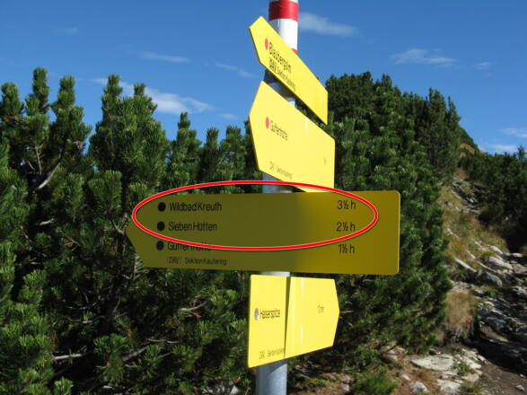 Wegweisung zu unserem Abstieg durch die Nordflanke der Halserspitze!