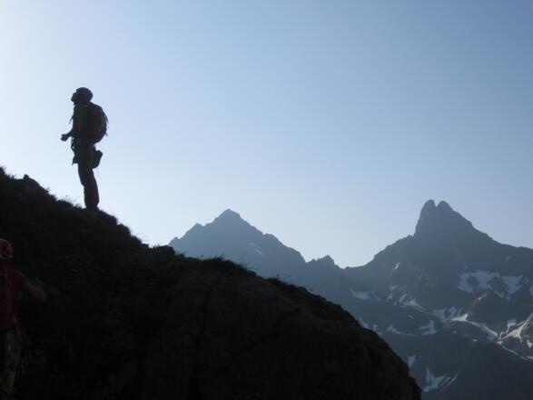 am Einstieg - Seeköpfe im Hintergrund