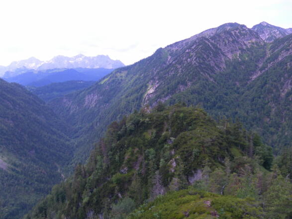 Rückblick über den Südgipfel, dahinter die Loferer Steinberge