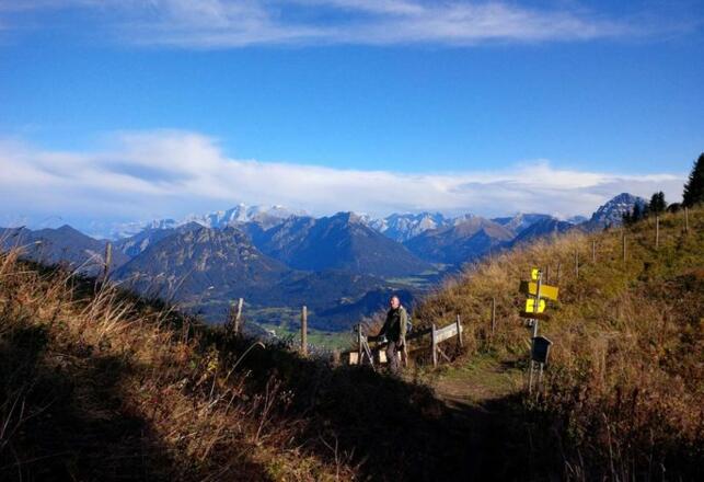 Aussicht vom Gamskopf auf die Allgäuer/Tiroler Berge