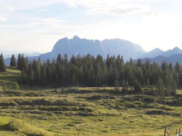 Blick von der Terrasse zum Wilden Kaiser