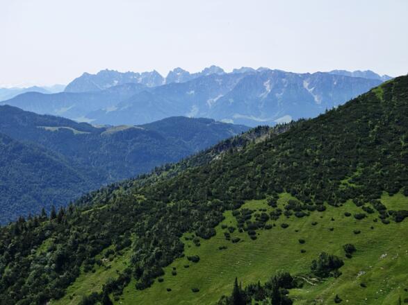 Der Klausenberg ist ein aussichtsreicher Gipfel. Hier der Blick zum Kaisergebirge