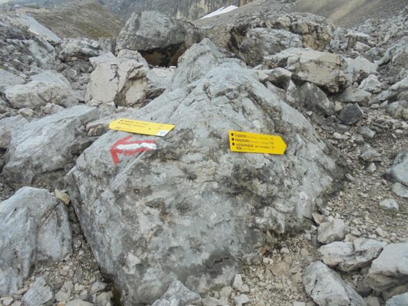 Wegweiser auf dem Weg Richtung Sonnalpin