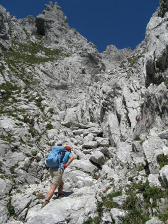 Am Beginn der &quot;Waxensteinrinne&quot;, ca. 2030 m!