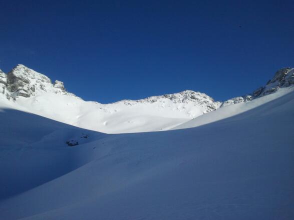Blick zu Sittersbachscharte und Hinterbergkopf.