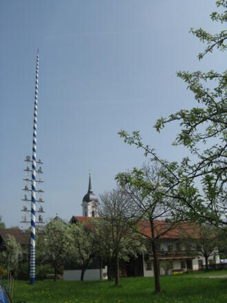 Der Maibaum erstrahlt in neuem Glanz