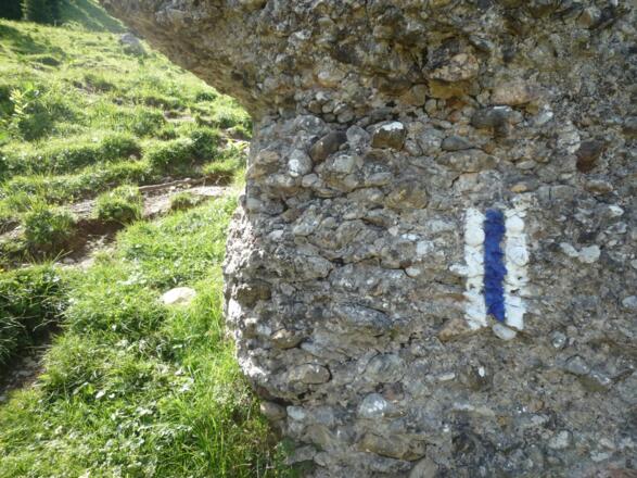 Wegmarkierung aufNagelfluh