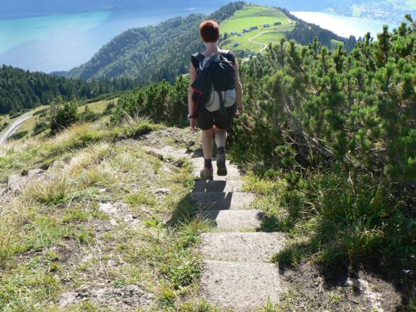 Immer wieder erleichtern Stufen das Absteigen