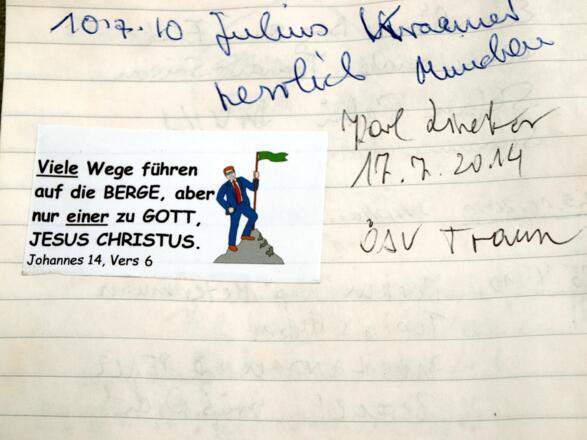 Der Beweis: Gipfelbucheintragung