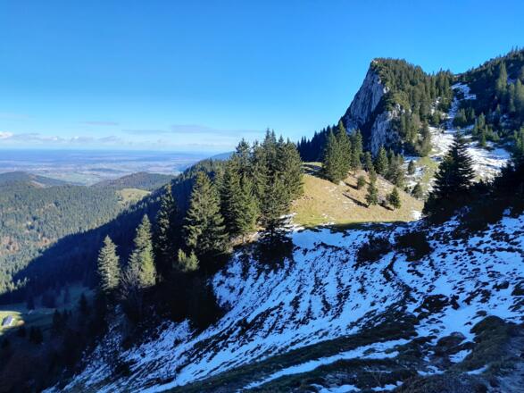 Im rechten Teil des Bilds ist die Karmulde südlich der Nordabbrüche des Hennenkopfs gut zu erkennen.