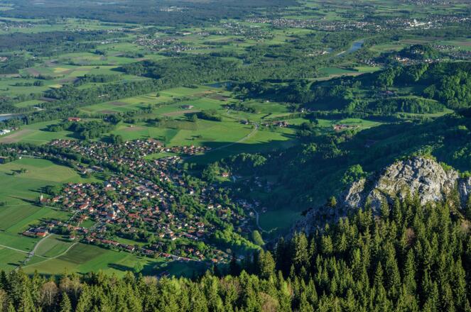 Tiefblick von der Wasserwand auf Nußdorf, den Ausgangspunkt