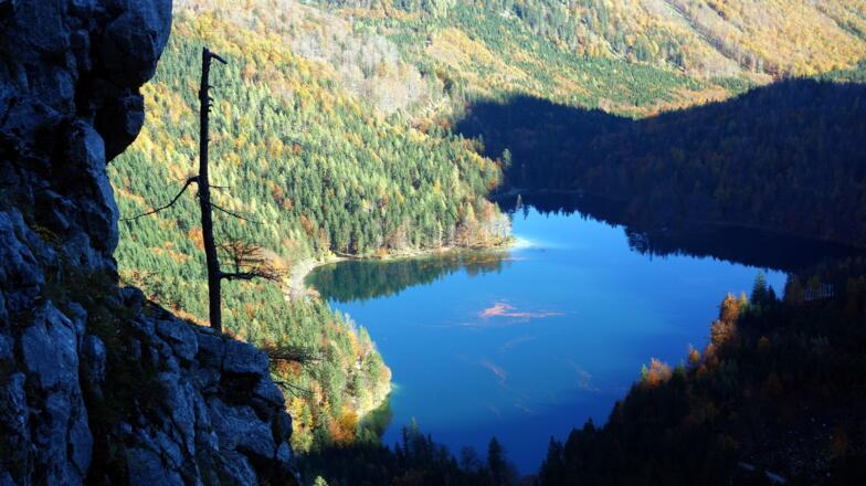Hinterer Langbathsee, Unterstand wieder erreicht.
