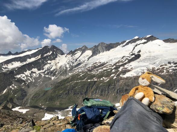 Aussicht rechts Simonyspitzen links Simonyssee mit Reggentörl