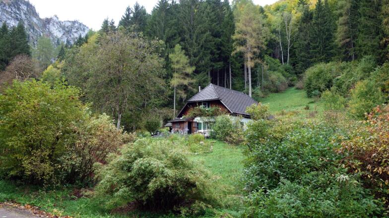 Güterweg um 710m erreicht, rechts ab zum P.