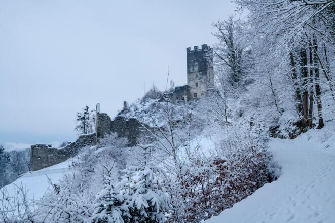 An der Burg Falkenstein geht es gleich zu Beginn des Anstiegs vorüber